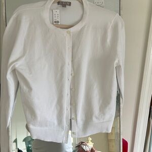 J. Crew Classic White Button Cardigan